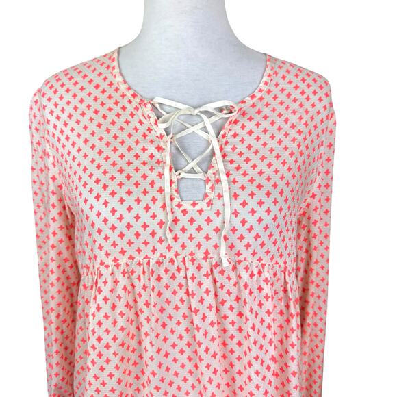 Indi & Cold San Sebastian Neon Print Long Sleeve Peasant Boho Top - Picture 3 of 11